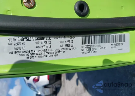 2015 Dodge Challenger Srt 392 из США, поврежденный, VIN 2C3CDZDJ0FH716141